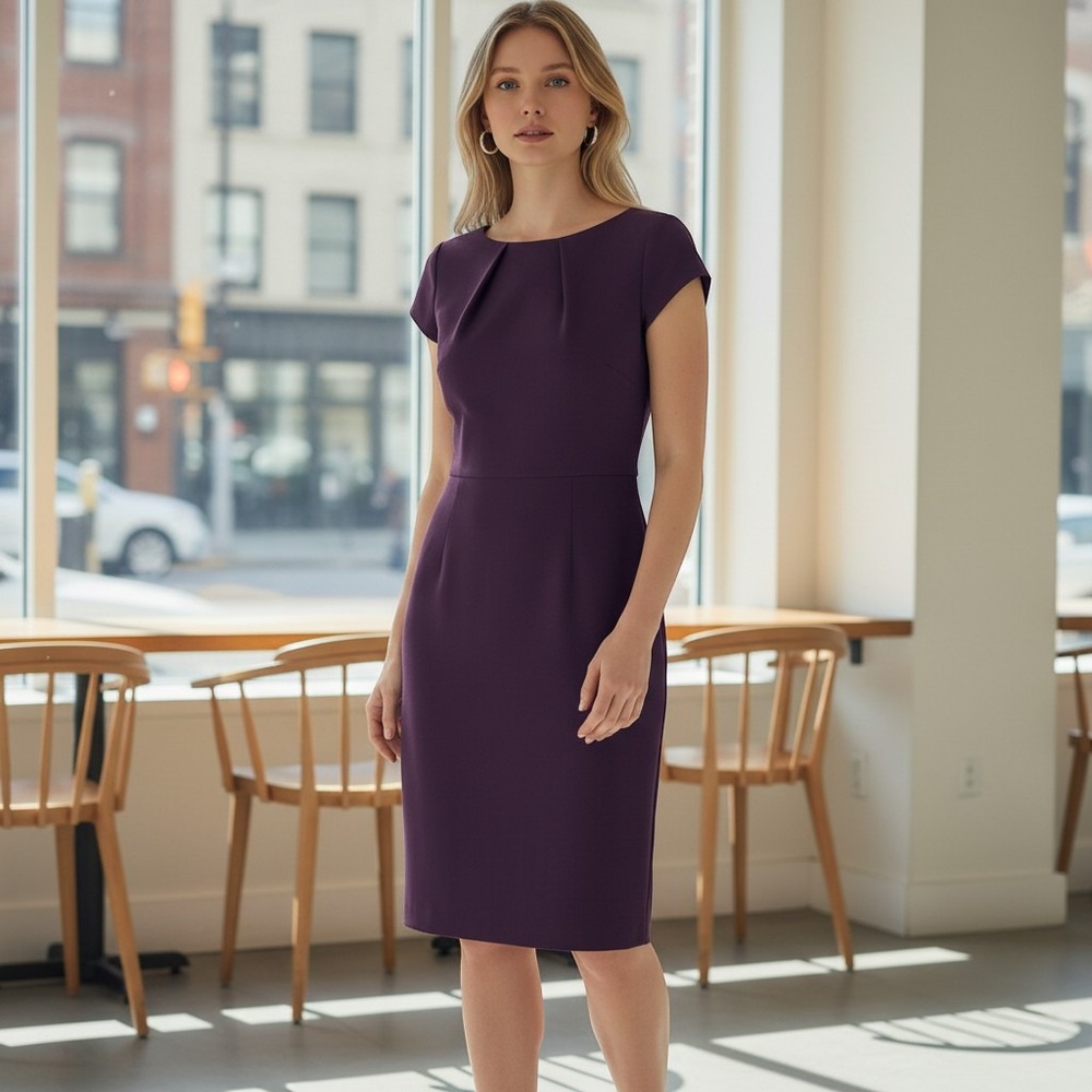 Pendleton Womens 4 Maroon Stretch Wool Blend Shift Dress Career Work Preppy